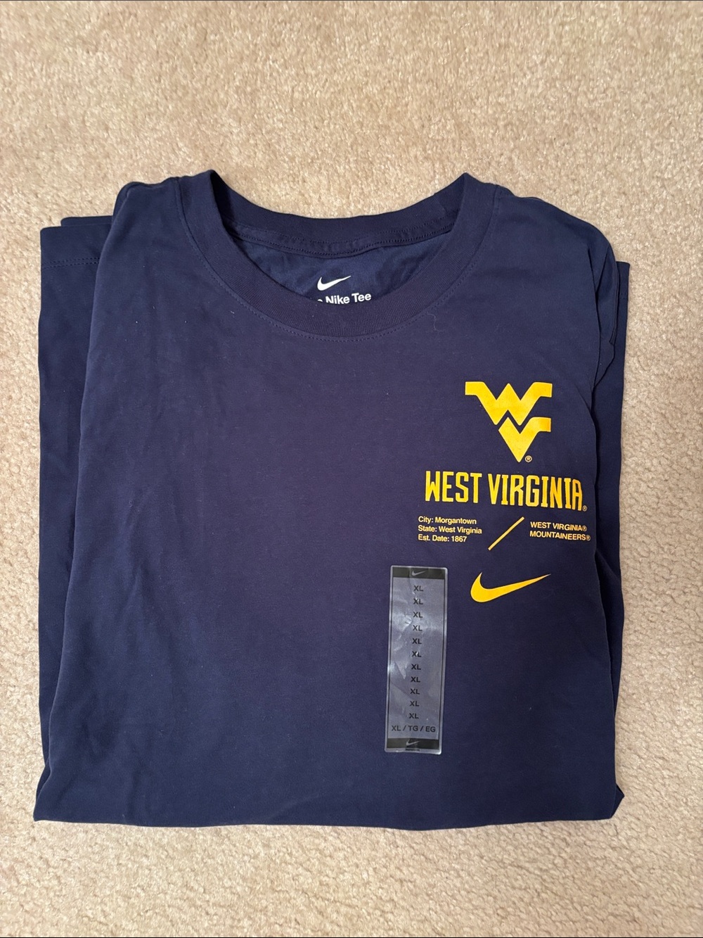 Nike WVU t-shirt xl navy